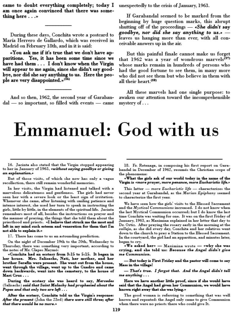 A newspaper article titled 'Emmanuel: God with us' discussing religious themes.