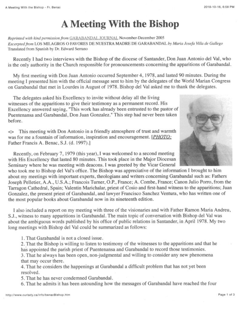 Document titled "A Meeting With the Bishop".