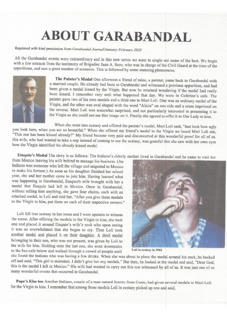 About Garabandal article with photos and text.