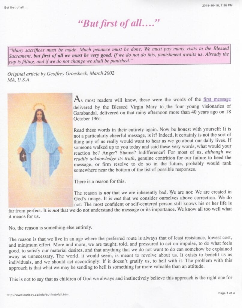 Religious article with image of Virgin Mary.
