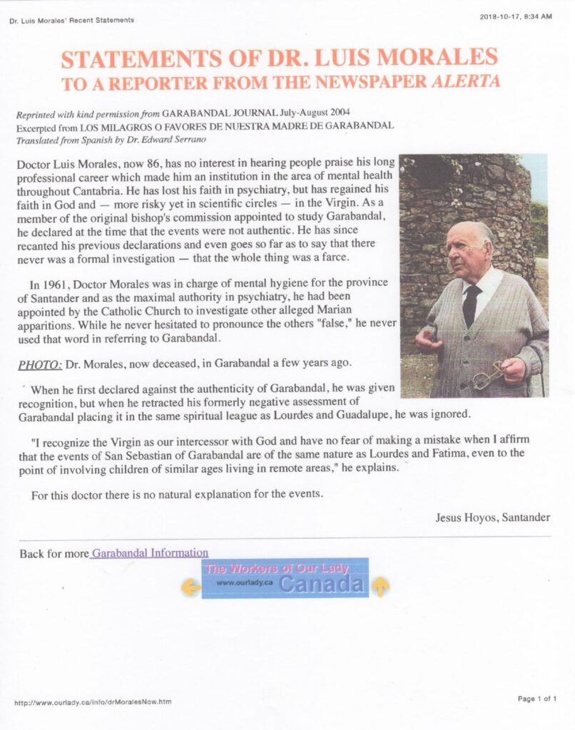 Document titled "Statements of Dr. Luis Morales.