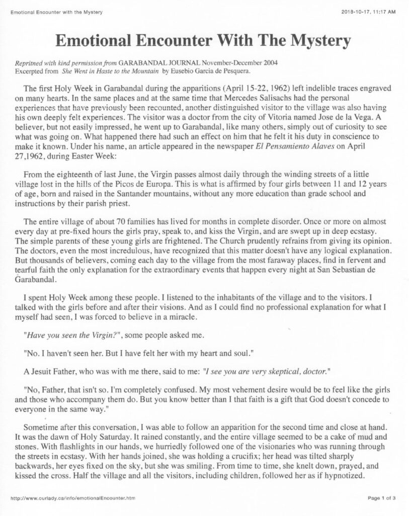 Text document titled "Emotional Encounter With The Mystery".