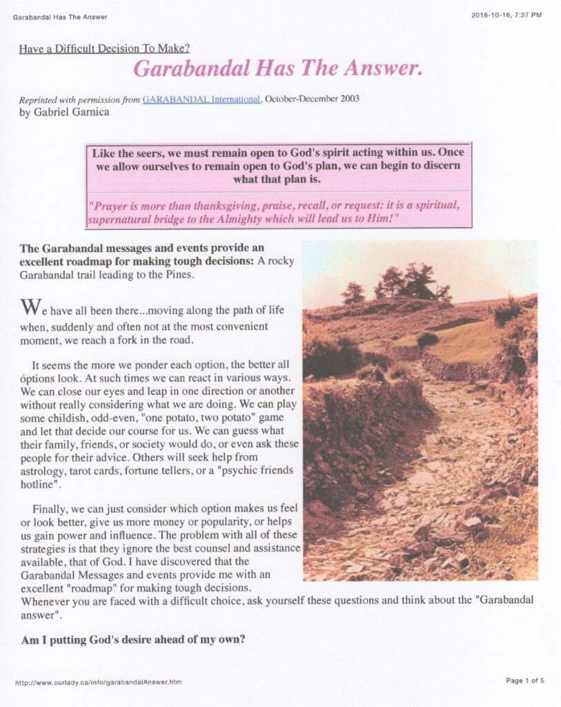 Religious article with rocky landscape image.