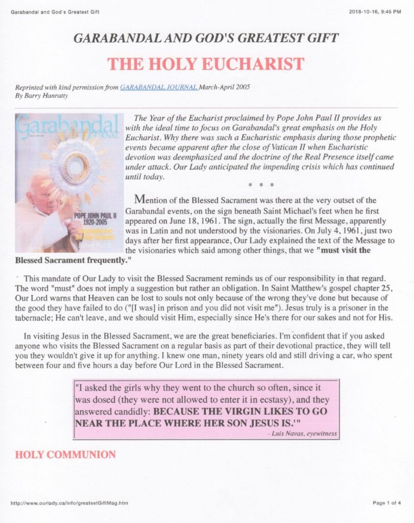 Religious document about the Holy Eucharist.