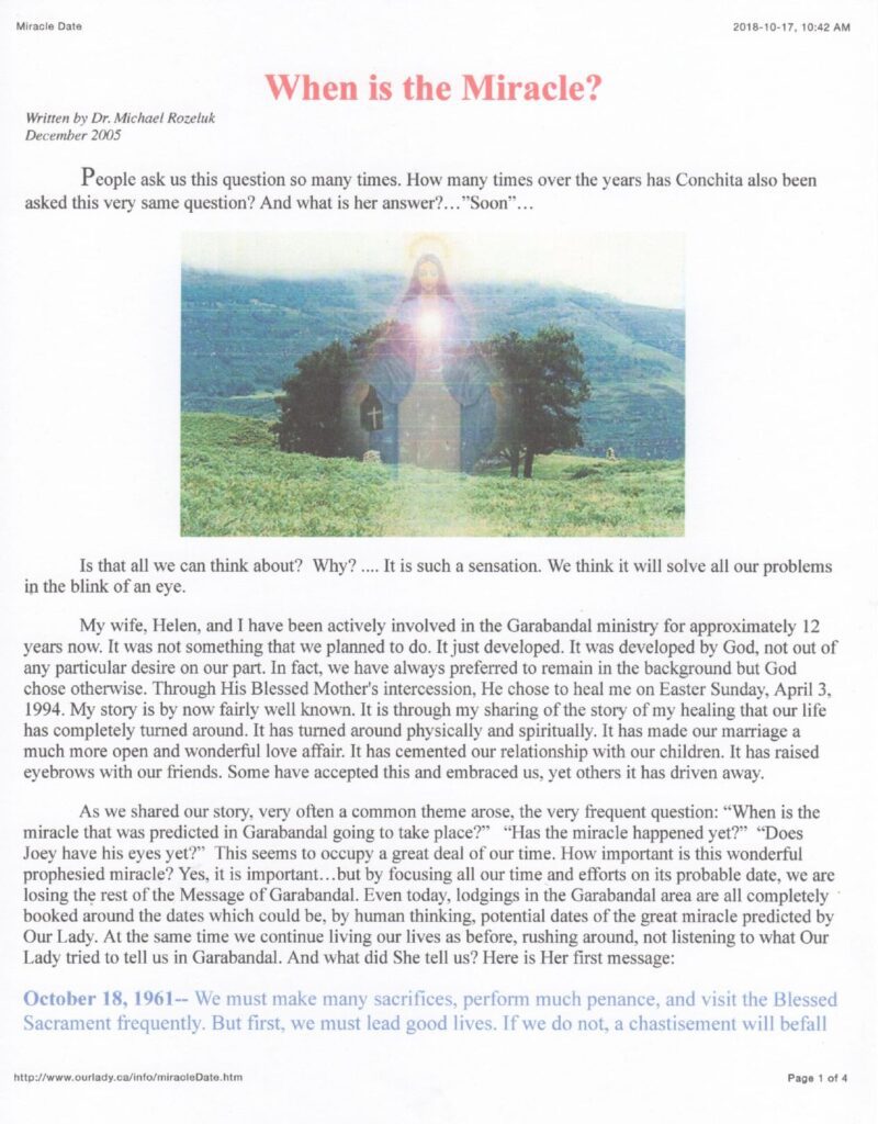 Text document titled "When is the Miracle?