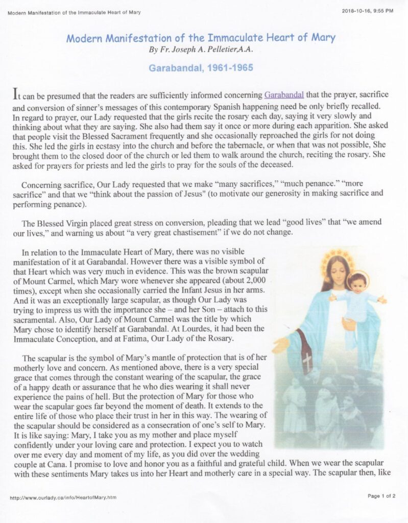Religious text with image of Mary and children.
