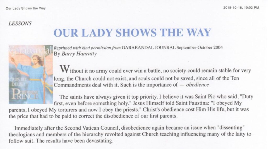Religious article titled "Our Lady Shows the Way".