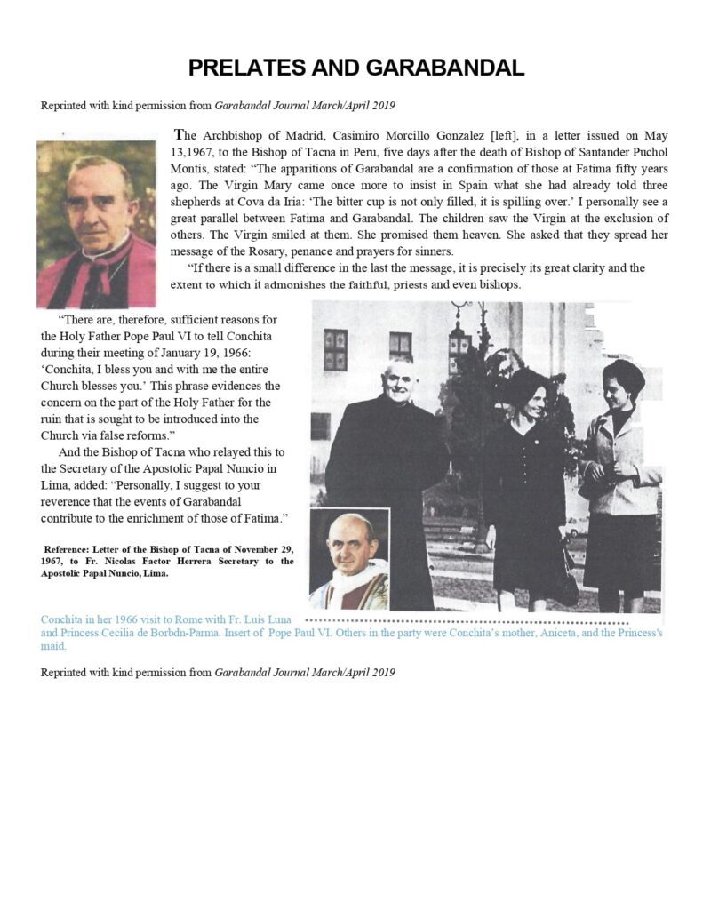 Prelates and Garabandal article with photographs.