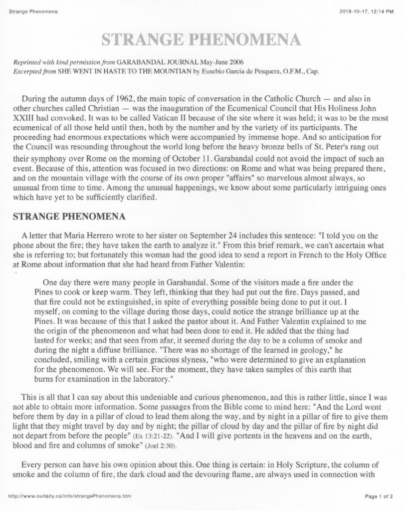 Document titled "Strange Phenomena" with text.