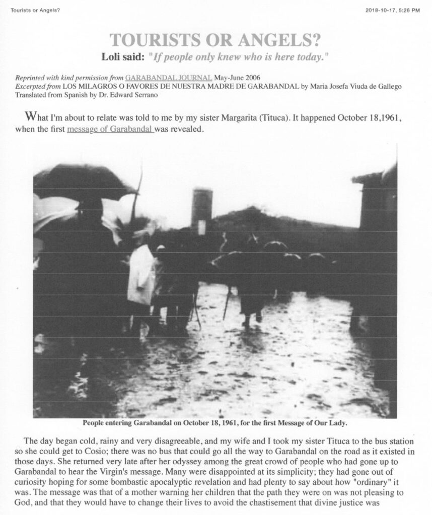 People entering Garabandal, October 18, 1961.