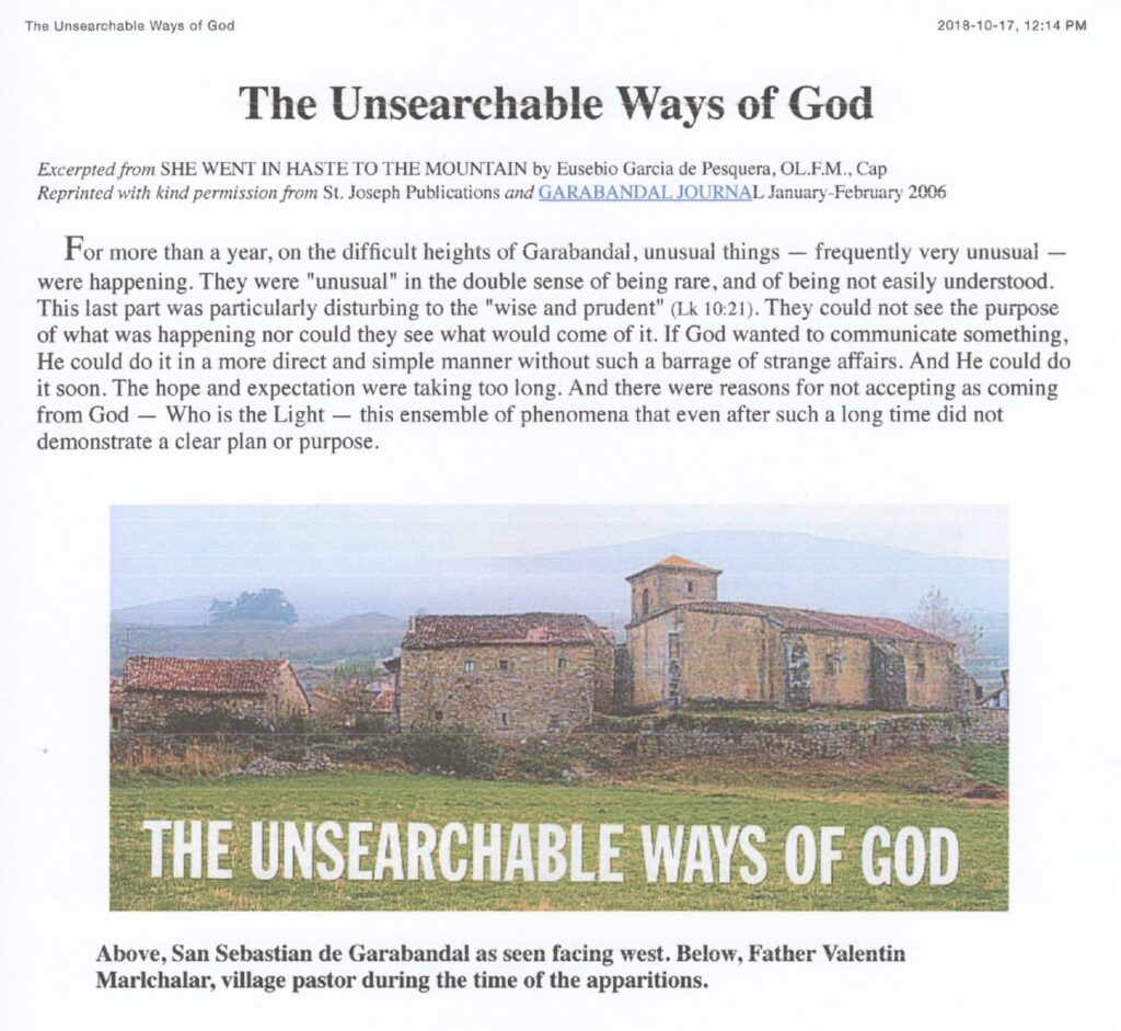The Unsearchable Ways of God" text page.