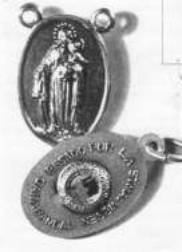 Religious medallions with engraved figures.