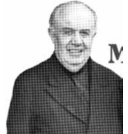 Elderly man in black and white photograph.