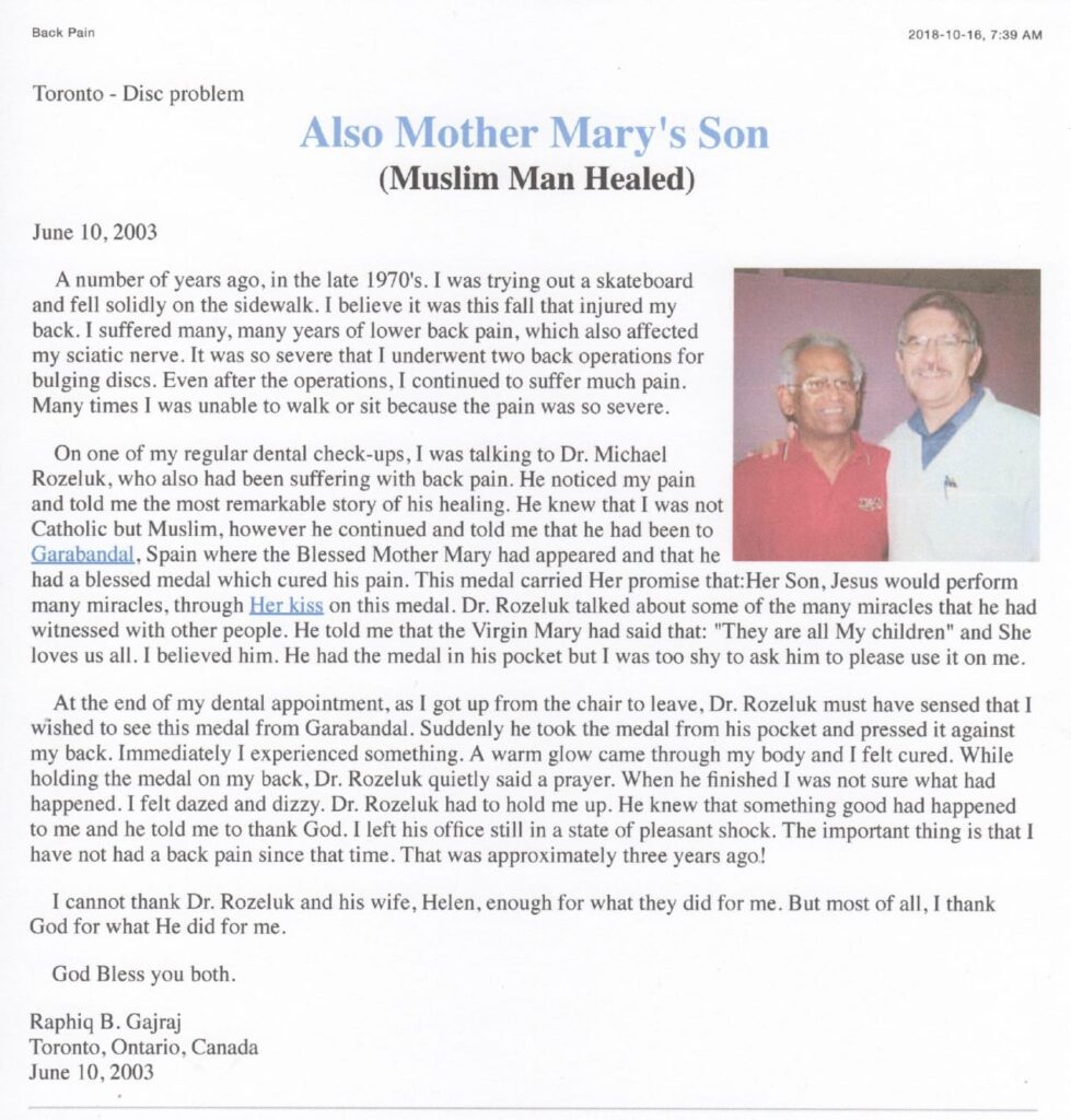 Text about healing and a photograph of two men.
