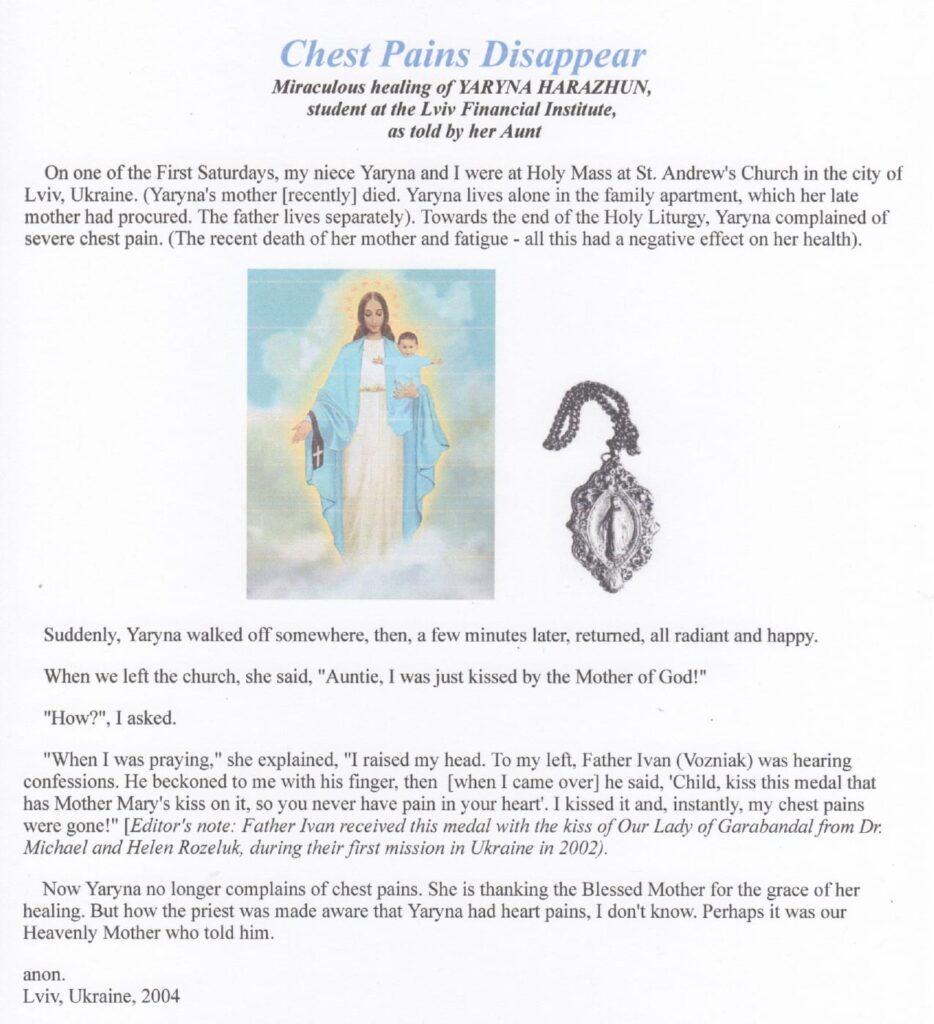 Religious text with image of Virgin Mary.