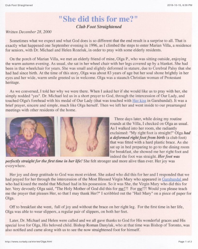 Text document about a club foot healing.