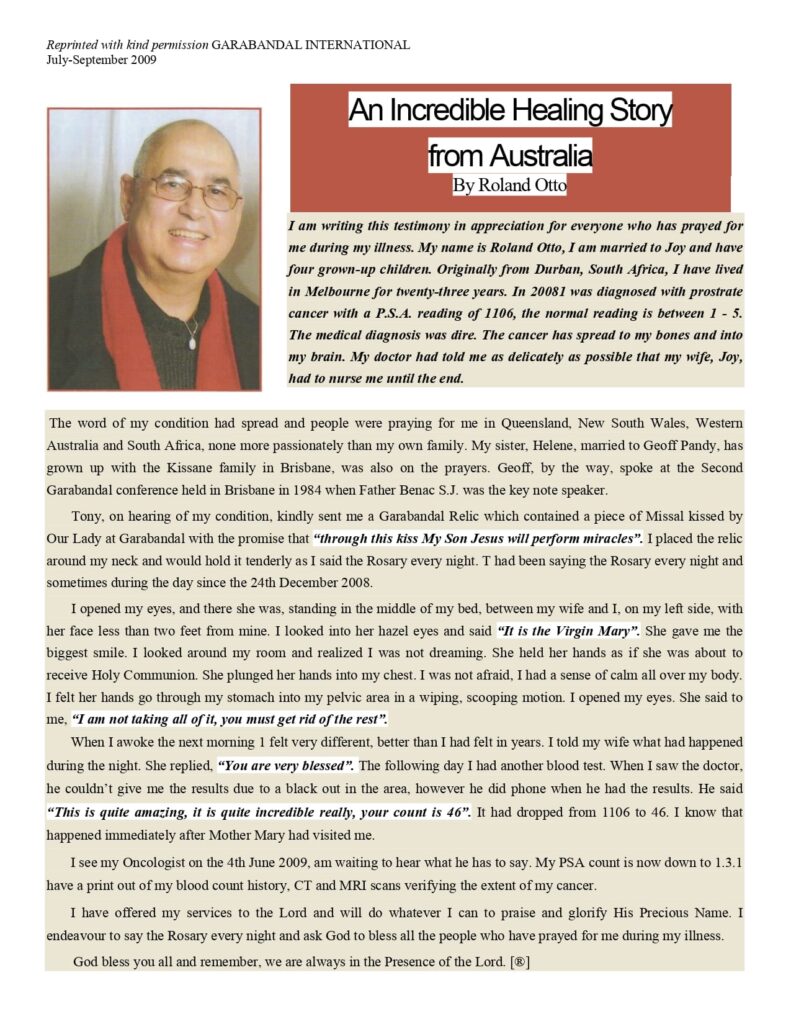 Man shares healing story from Australia.
