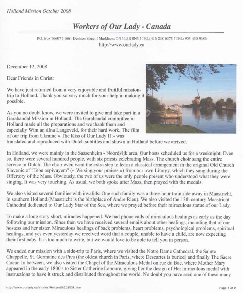 Newsletter page with a river image.