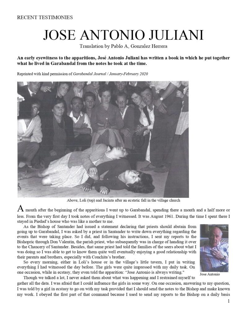 Document titled "Jose Antonio Juliani" testimonial.