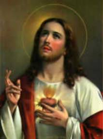 Sacred Heart of Jesus, halo, blessing gesture.