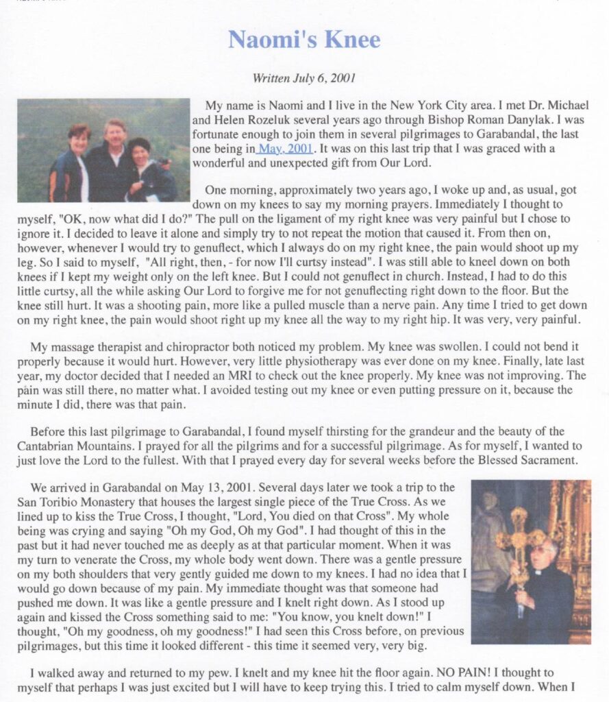 Text document titled "Naomi's Knee" with images.