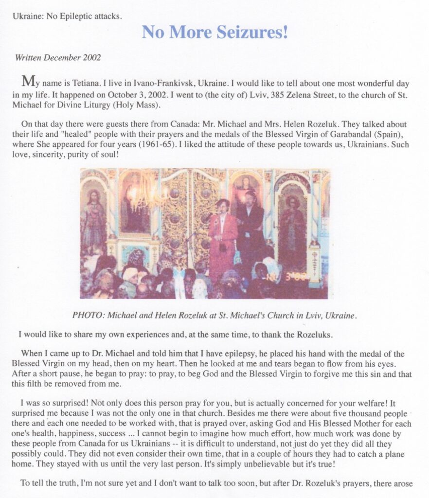 Religious testimonial with image of icons.