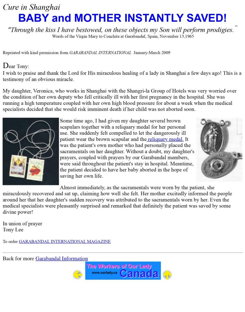 Religious testimonial with medical imagery.