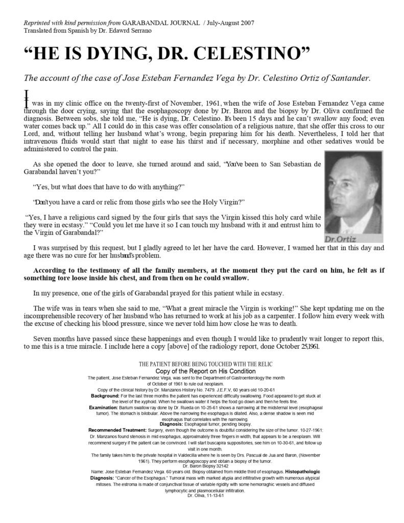 Medical article titled "He Is Dying, Dr. Celestino".