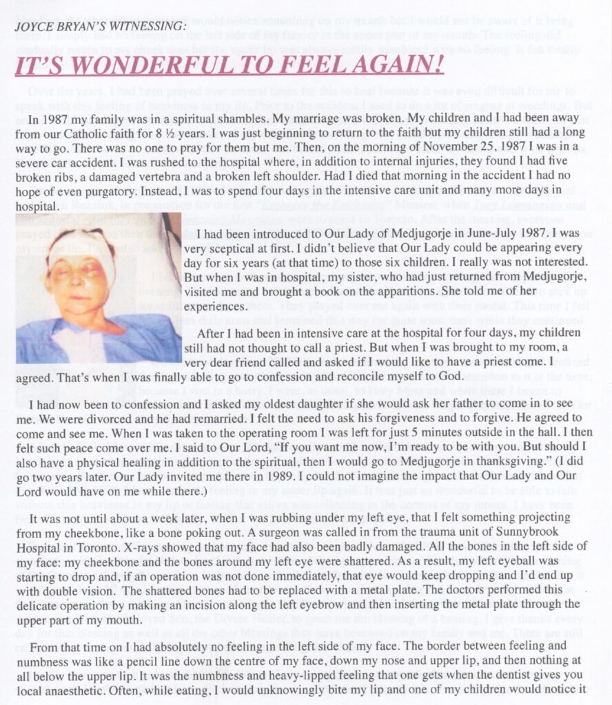 Testimonial about a spiritual and physical recovery.